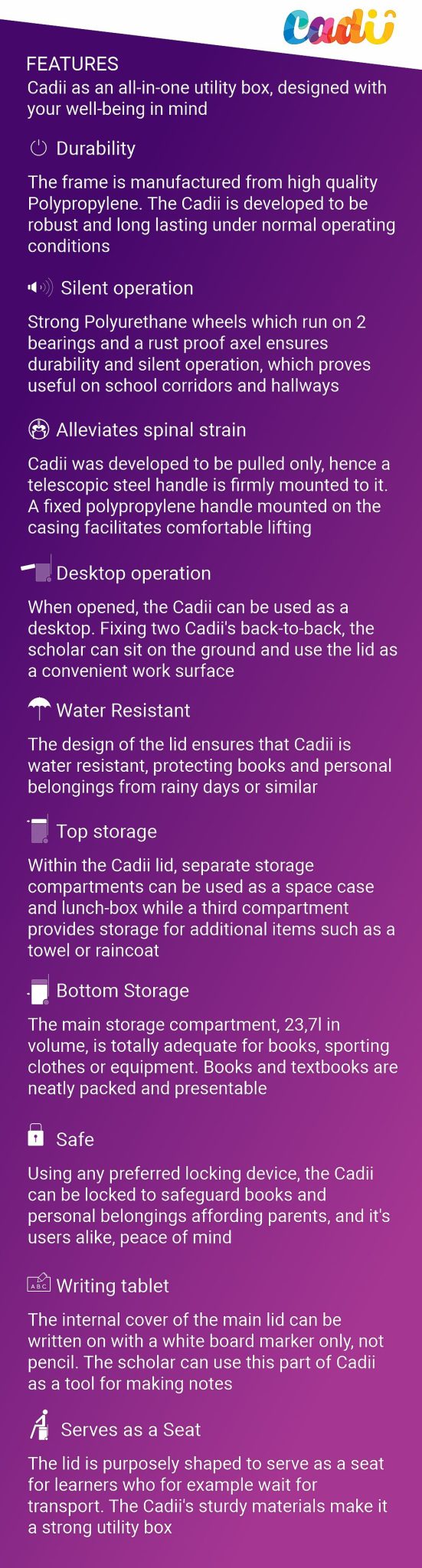 Cadii School Case Black & Purple – Ultimate Stationery